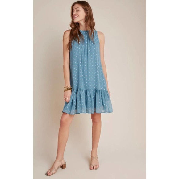 Anthropologie Dresses & Skirts - Anthropologie Natalie Flounced Tunic Mini Shift Dress Women’s XS